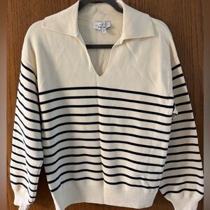 & Other Stories - Striped Cream and Navy Sweater